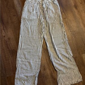 Thread & Supply Linen White and Black Striped Wide-Leg Pants